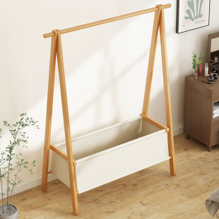 Multifunctional Floor-Standing Simple Solid Wood Foldable Coat Rack for Bedroom Home Storage Box Ing Style Clothes Drying Rack