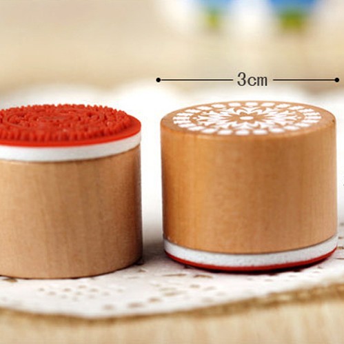 DIY creativo de madera redondo retro patrón sello serie de encaje de dibujos animados frase inglesa bendición sello 6 modelos