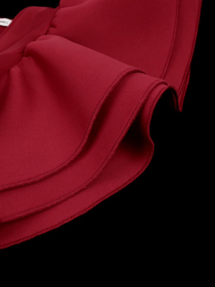 Women's Clothing deep V sexy low cut dress plus size ruffled banquet dress _voghion.com