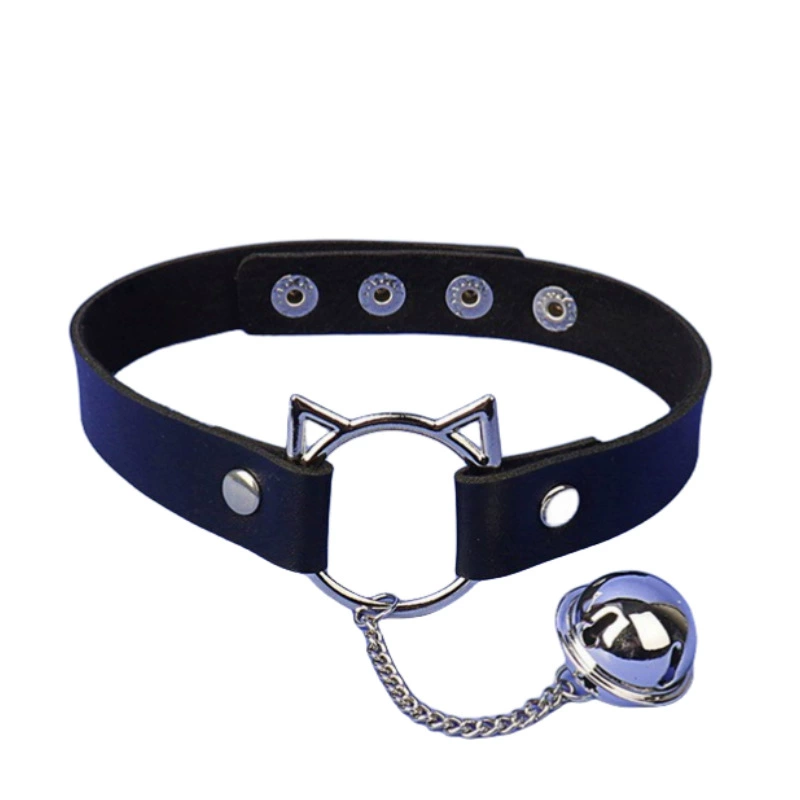 Европейский и американский новый мультфильм голова кошки Белл кожаный воротник Темный панк стиль PU кожа колье ожерелье