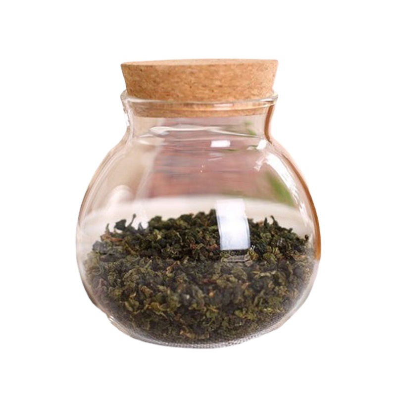 Recipiente para té de flores, frasco de almacenamiento sellado a prueba de humedad, frasco esférico de vidrio, frasco para almacenamiento de granos, frasco redondo de vidrio para té.