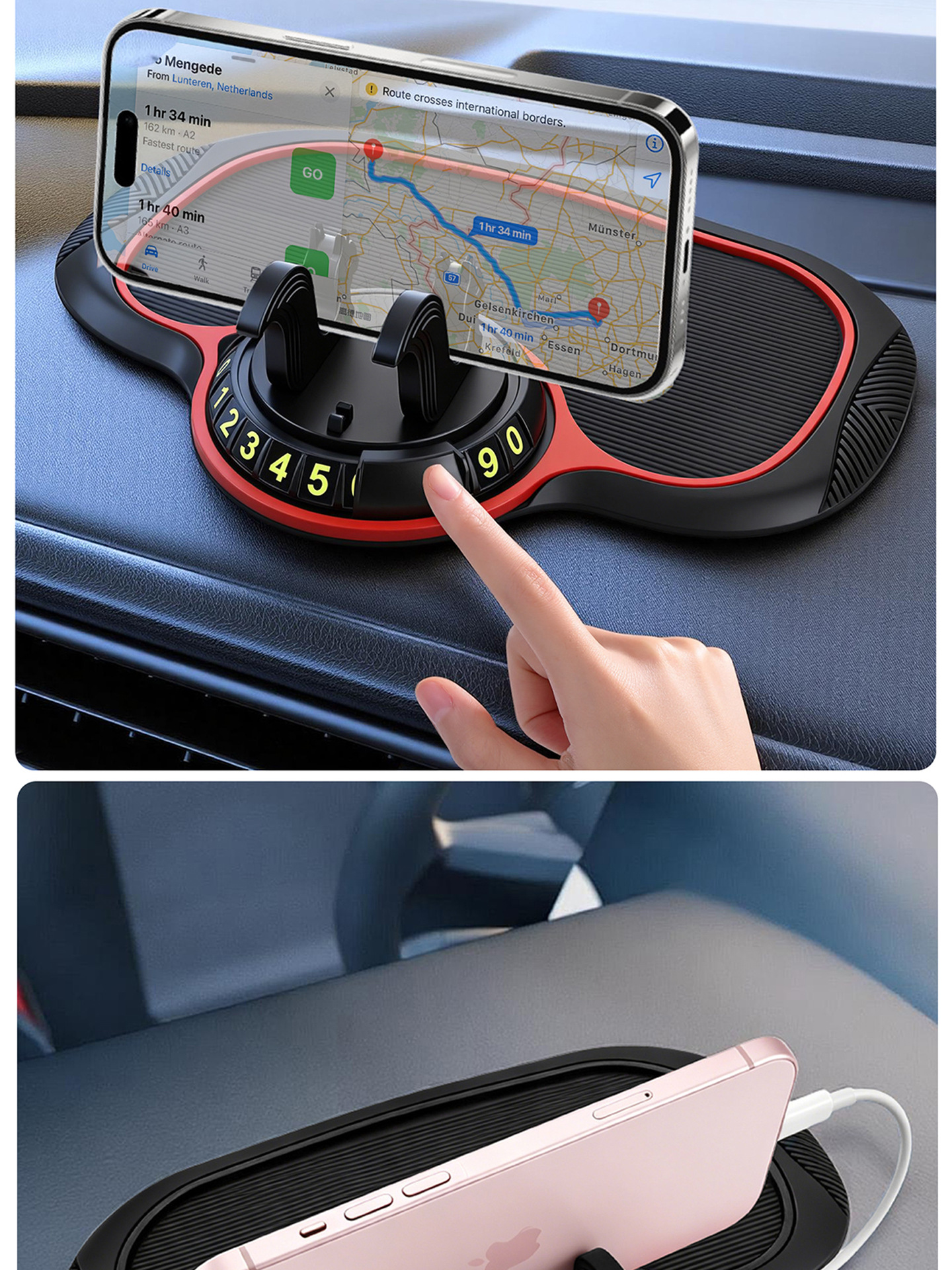 Car anti-slip mat, car navigation phone holder, anti-slip and high-temperature resistant, multifunctional dashboard storage mat