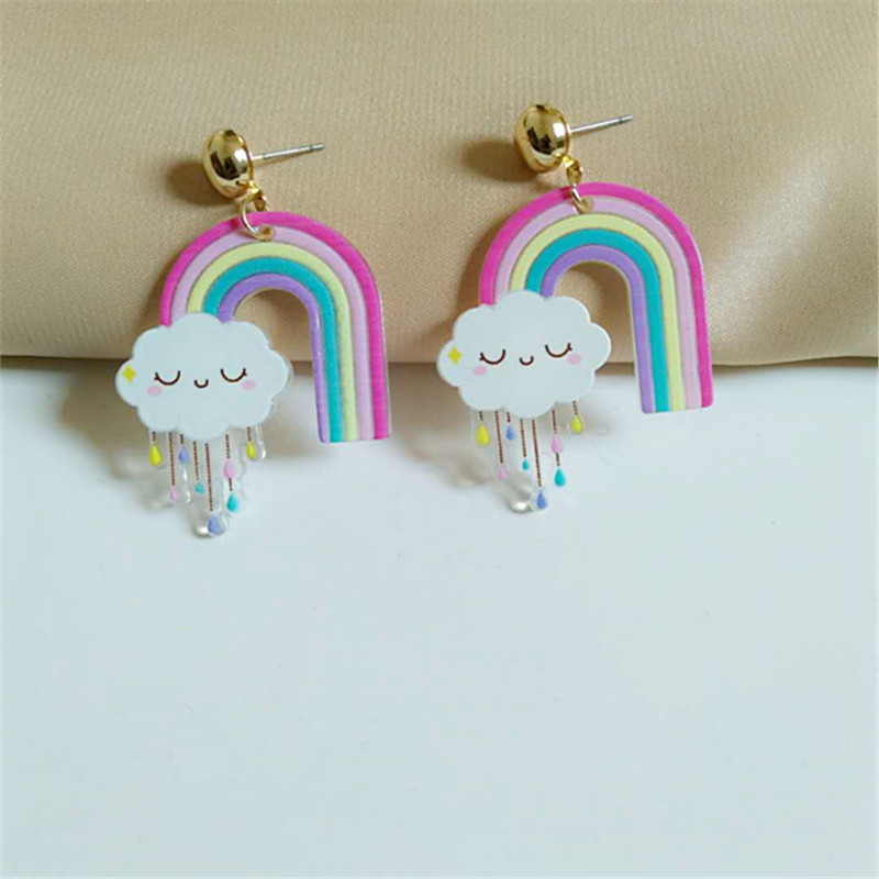 Mignon Arc-en-ciel Arylique Placage Femmes Boucles D'oreilles 1 Paire display picture 2