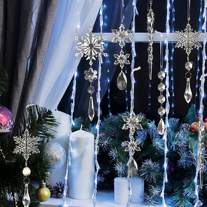 10個セット クリスマスツリー飾り 雪の結晶 水滴型 吊り下げ飾り アクセサリー ホリデー 結婚式 ショッピングモール クリエイティブな吊り下げ飾り|undefined