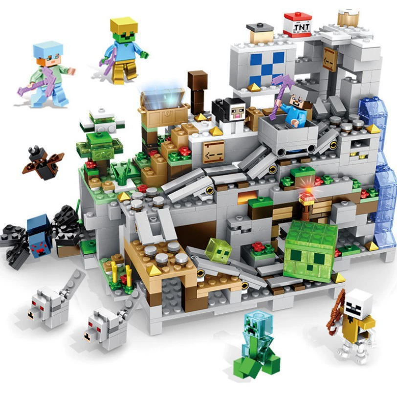 Juxiang JX30055 совместим с серией LEGO My Brick World, набор сборки механической пещеры, популярный экспортный товар