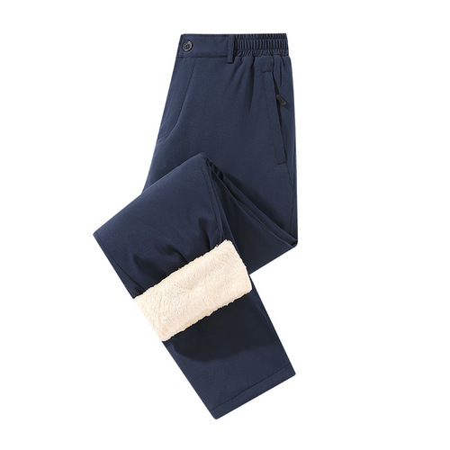 Bestselling Fleece Lined Cotton Trousers for Men Autumn/Winter Graphene Sport Trousers Lamb Fleece Business Trousers Trendy