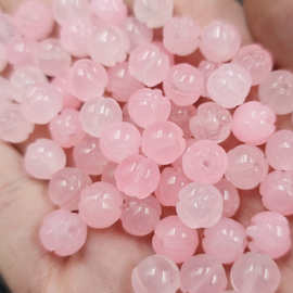 10毫米莲花珠子粉色南瓜珠玉石珠子福瓜手链项链饰品配件珠子批发