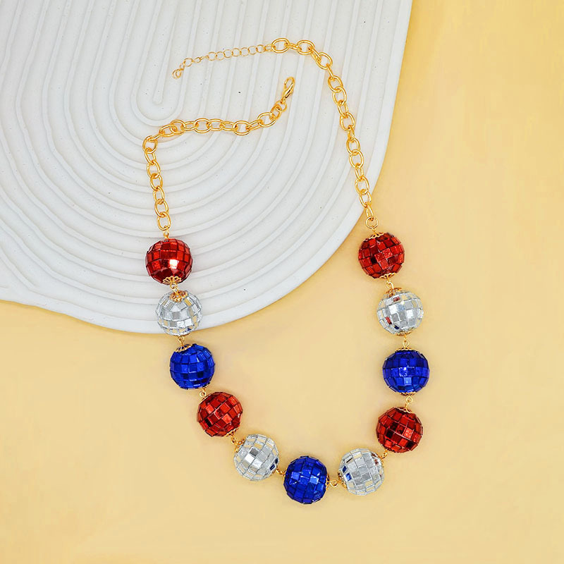 Cross-border 70s American retro disco colored ball necklace disco laser light ball earrings female source manufacturer