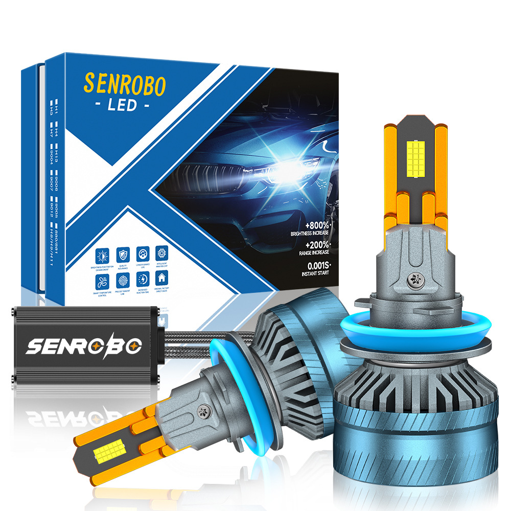 SENROBO de alta potencia diez tubos de cobre condujo delantero del automóvil de alto lumen superbrillante delantero del automóvil H7