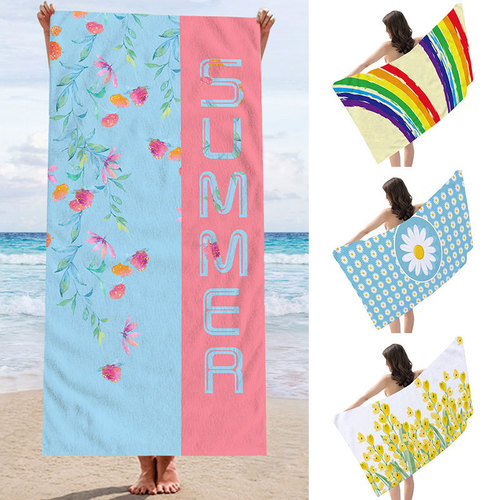 Foreign trade double-sided terry digital printed beach towel cross-border microfiber adult swimming bath towel wholesale quick-drying shawl