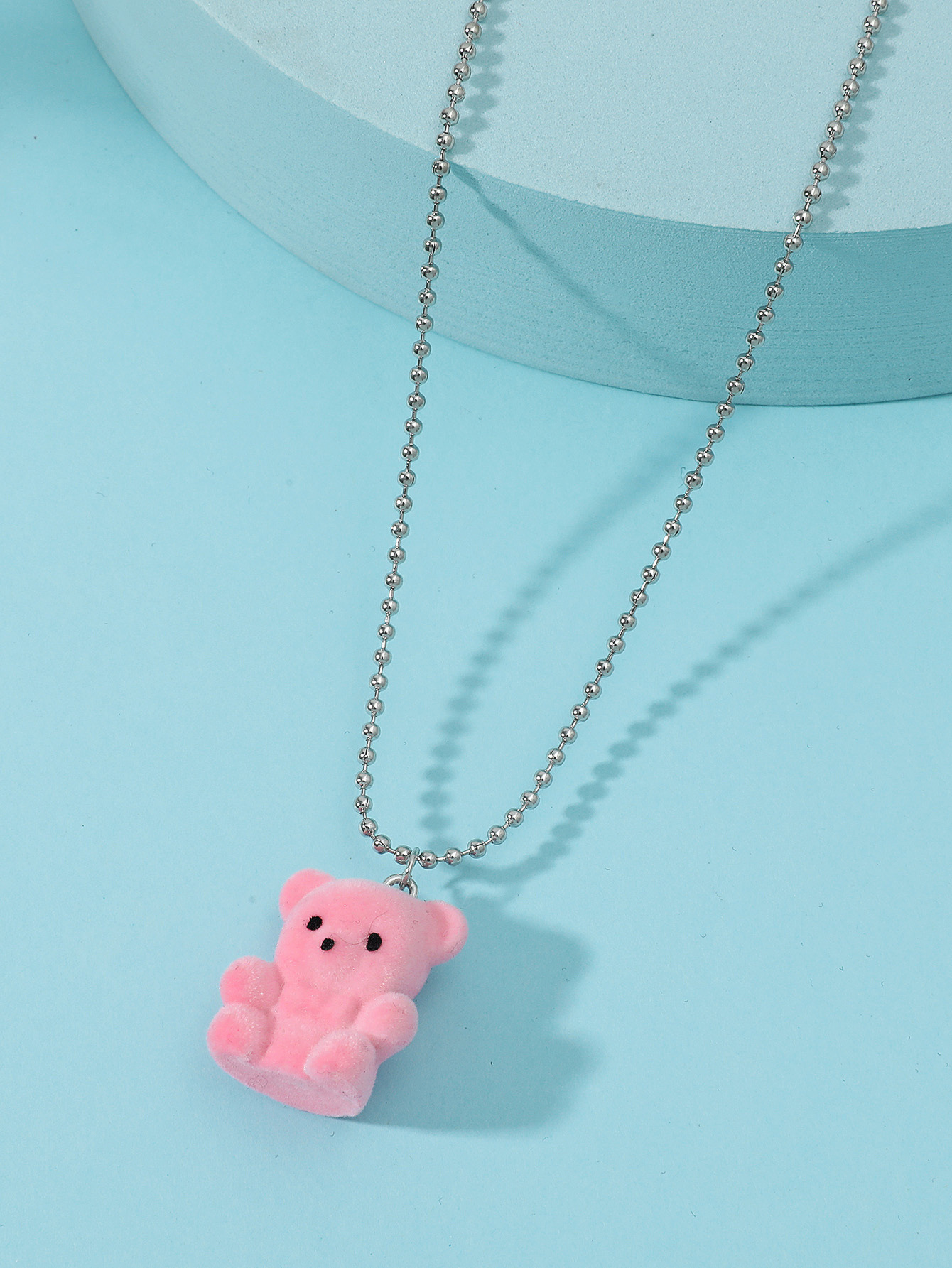 Korea Simple Bear Necklace display picture 2