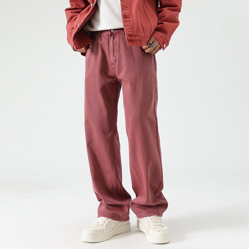 2026 Spring and Autumn Simple Versatile Trendy Straight-Leg Jeans for Men American Street Style Loose Denim Trousers Trend