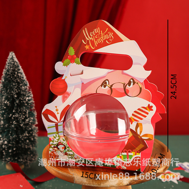 Caja de pastel de Navidad Bola de mousse portátil bola roja neta transparente merienda hornear caja de embalaje de fruta segura