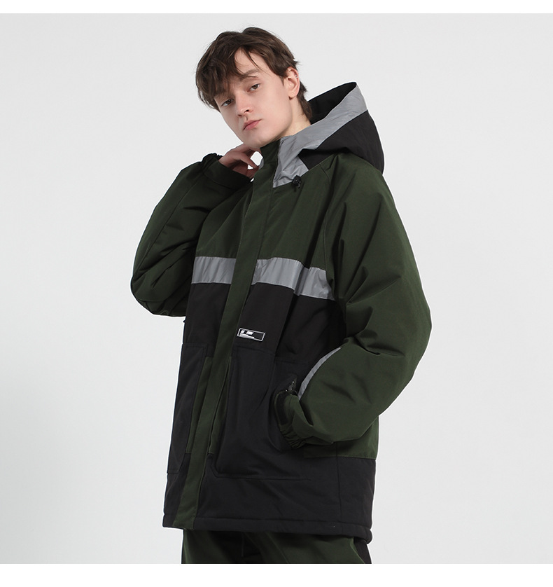 New snowsuit women's jacket warm clip cotton waterproof double board equipment reflective snowsuit men_voghion.com