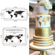 印花模板城市地球地图拉花模蛋糕喷花模 DIY烘焙装饰模板 手绘模