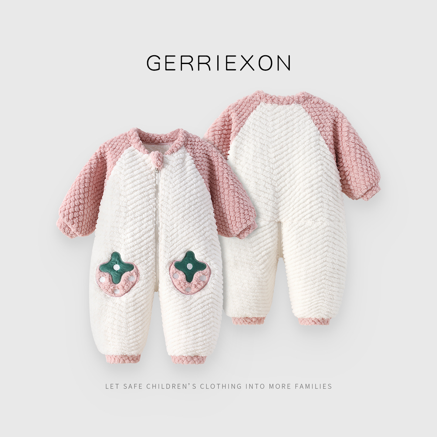 Infant Long-Sleeved Jumpsuit Coral Velvet Spring, Autumn and Winter Baby Warm and Skin-Friendly Sleeping Bag for Small Month-Old Outings