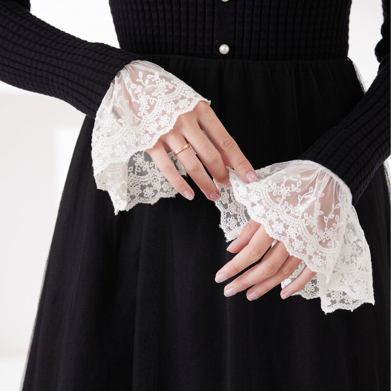 Korean-Style Fairy-Like Gentle Lace Fake Sleeves, Sweet Decorative Sleeves for Women, Fake Cuffs for Dresses, Cross-Border Manufacturer Wholesale