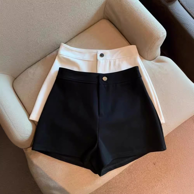 Black Lower Body Missing Suit Shorts Women's 2024 Spring High Waist Slimming A- shaped Tight Stretch Hot Pants
