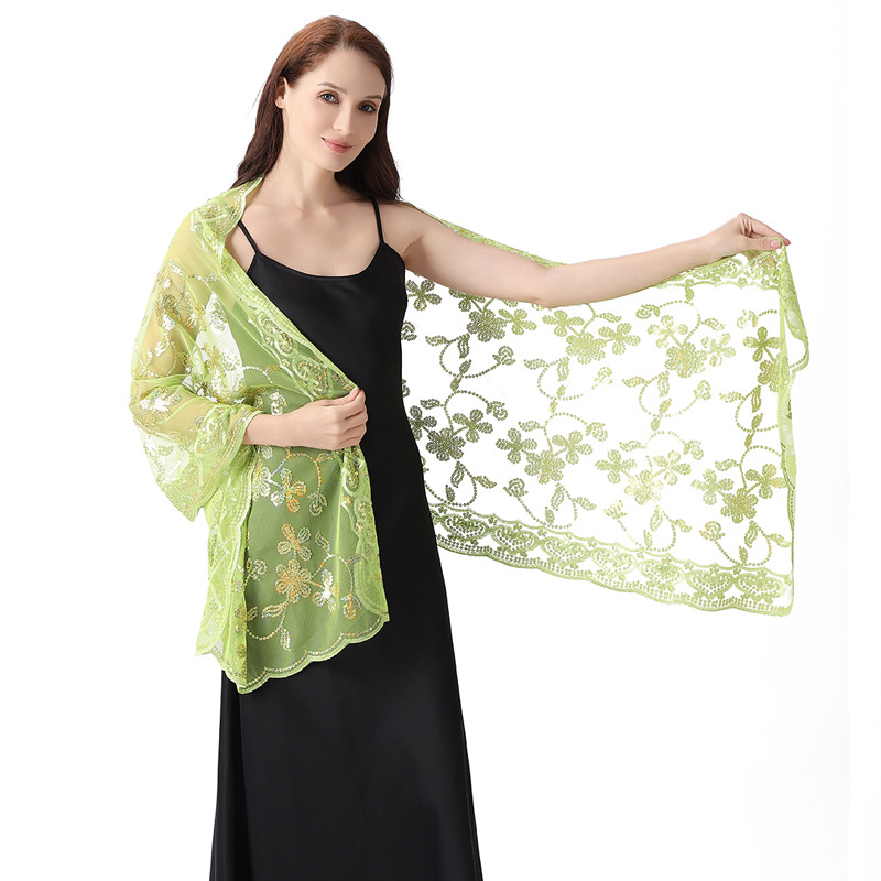 Transfronterizo caliente nuevo lentejuelas chal vestido de novia vestido de noche cheongsam chal novia dama de honor chal bufanda mujeres