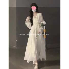 春秋法式初恋长裙超仙甜美温柔风荷叶边公主连衣裙子女秋冬季穿搭