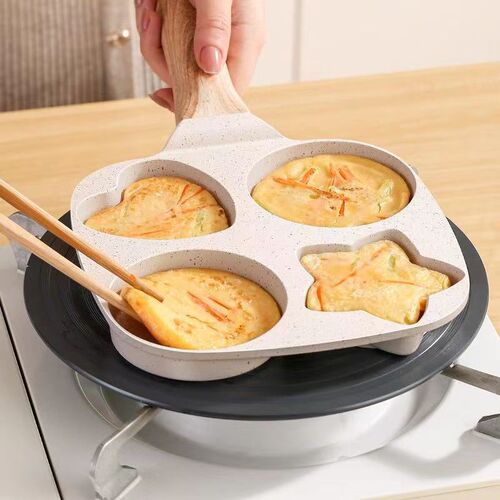 Mafanstone Burger Pan Household Breakfast Pan Steak Pan Mini Egg Pancake Pan Four-Hole Egg Pan Small Skillet