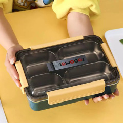 Japanese-style insulated lunch box, 304 stainless steel, divided bento box, sealed, portable, large capacity, lunch box, student meal plate