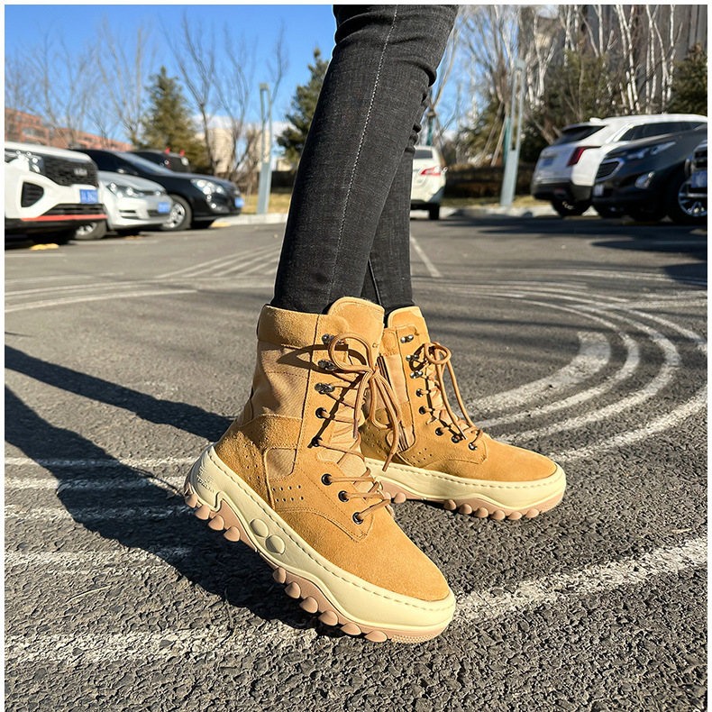 Herrskor Northeast Snökängor Vinter Damstövlar Äkta Läder och Päls Ull Varm Tjock Botten Halkfri Martinstövlar Plus Sammet_voghion.com