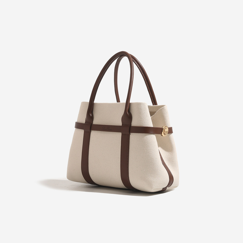Lp Tote Bag 2026 New Large-Capacity Patchwork Genuine Leather Women's Bag Basket-Style Commuter Fashion Versatile Handbag for Women