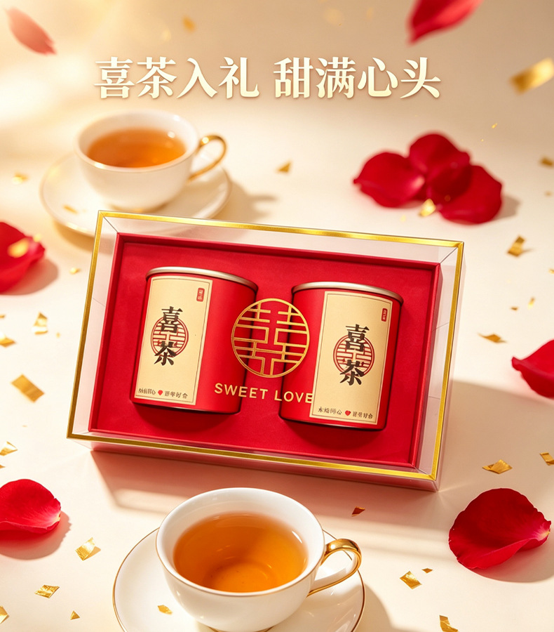 Chinese Wedding Favor Tea Gift Set Da Hong Pao Oolong Mini Tea Tins 2 Canisters Sugar Free Hot Brew quality and texture