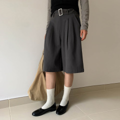 MOXI十三行女装2025秋季新款韩版休闲裤女百搭压褶五分裤子阔腿