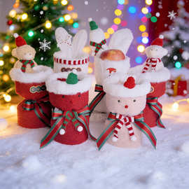 花影新品首发2025圣诞节苹果花束成品超萌毛绒花壳手工DIY礼物