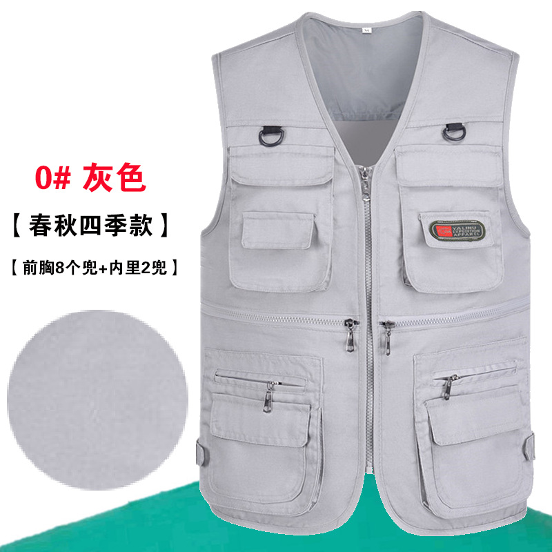 gris verano chaleco de malla delgado de bolsillo de mediana edad chaleco de hombro fotografía de pesca impresión a medida l