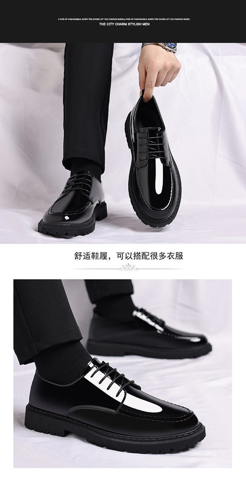 Giày da nam bóng mượt công sở cao cấp tăng chiều cao ẩn, gót vuông 3–5 cm — 8080-1 màu đen chi tiết 12