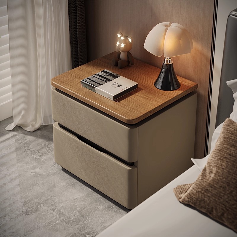 Mesa de cabecera de madera maciza dormitorio italiano minimalista 60cm tamaño grande ligero de lujo alto gabinete de almacenamiento de la cama sin instalación