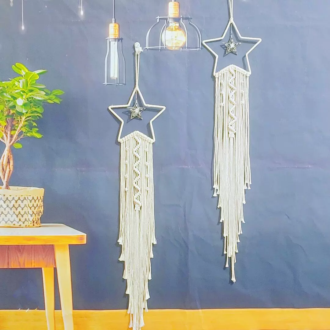 新疆棉手工编织挂毯壁挂北欧风五角星房间挂饰卧室墙面装饰墙饰