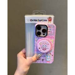 磁吸粉格纹美少女战士哭娃适用iPhone17promax苹果16手机壳15女14