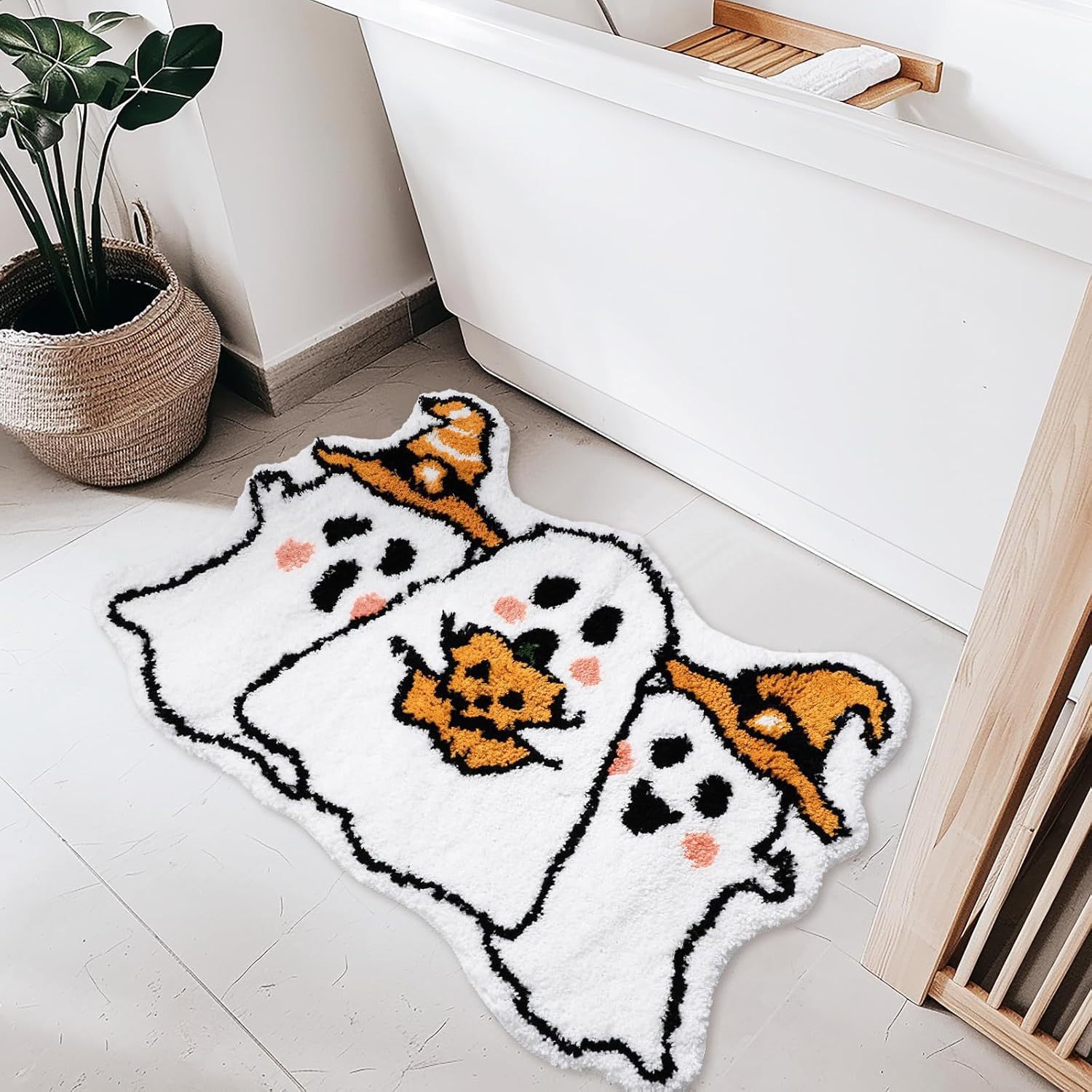 Tappetino da pavimento con motivo a zucca di Halloween, in cashmere ad alta densità, per bagno, cucina, porta, assorbente per l'acqua_voghion.com