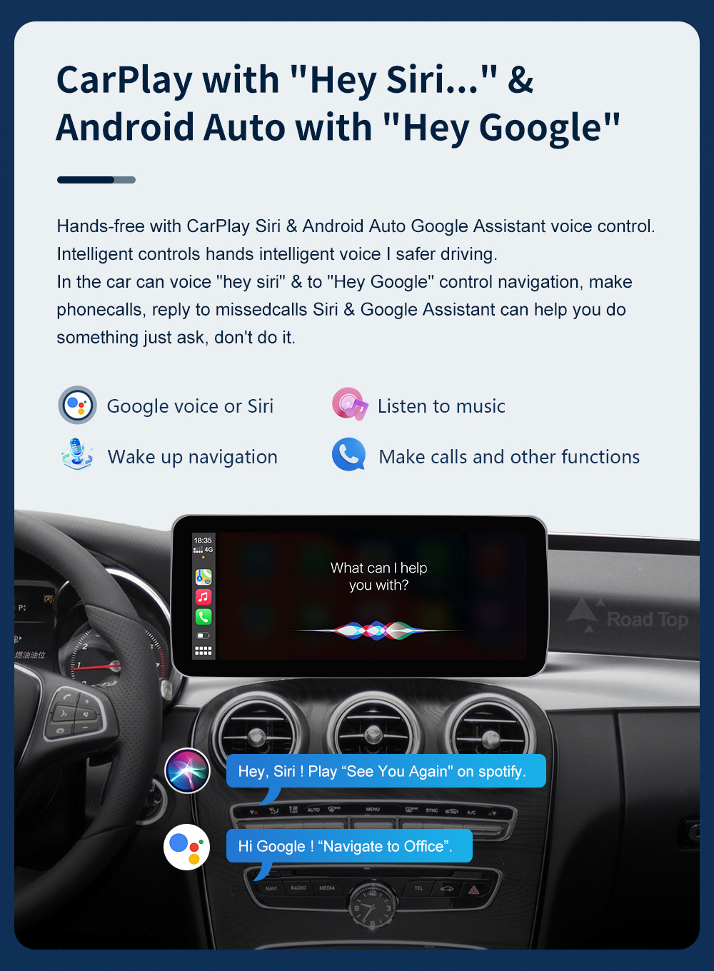 10.25 "Android 13 Car Android Screen for Mercedes-Benz C- Class W205/GLC/V-Class W447 NTG5.0