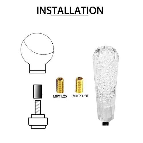 Car modification manual crystal diamond shift knob acrylic extended LED colorful light shift lever shift knob wave head