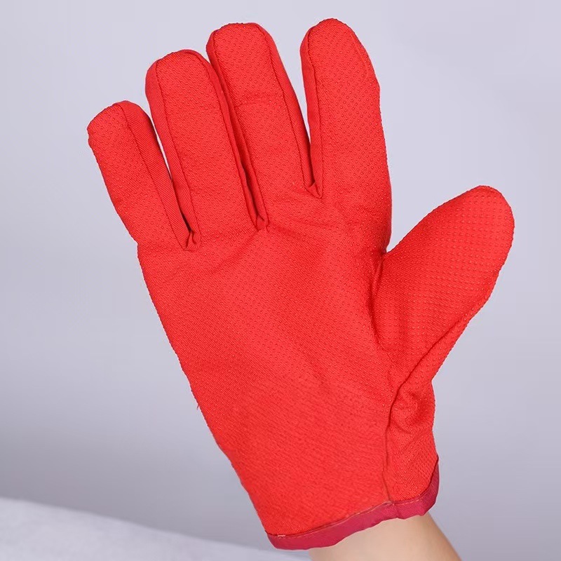 油田专用加棉加厚防滑劳保纯棉帆布手套填充棉花防油点梭帆布手套