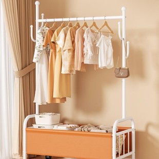 Clothes Hanger Floor-Standing Bedroom Hanger Household Indoor Mobile Light Luxury Clothes Hanger Multifunctional Storage Clothes Rack