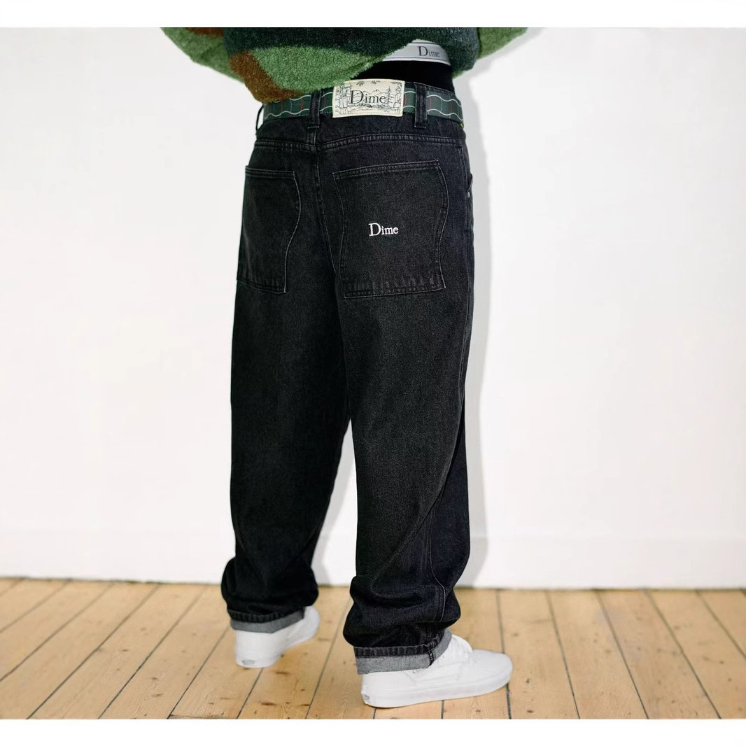 潮流街头滑板Dime Baggy直筒宽松休闲DENIM PANTS洗水牛仔长裤男