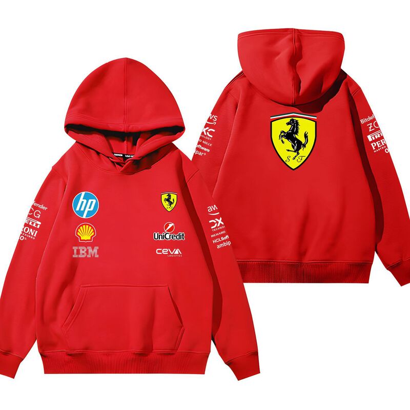 Cross-Border Casual F12025 Formula Loose Ferrari Team Leclerc's Same Style Men's and Women's Team Uniform Sweatshirt
