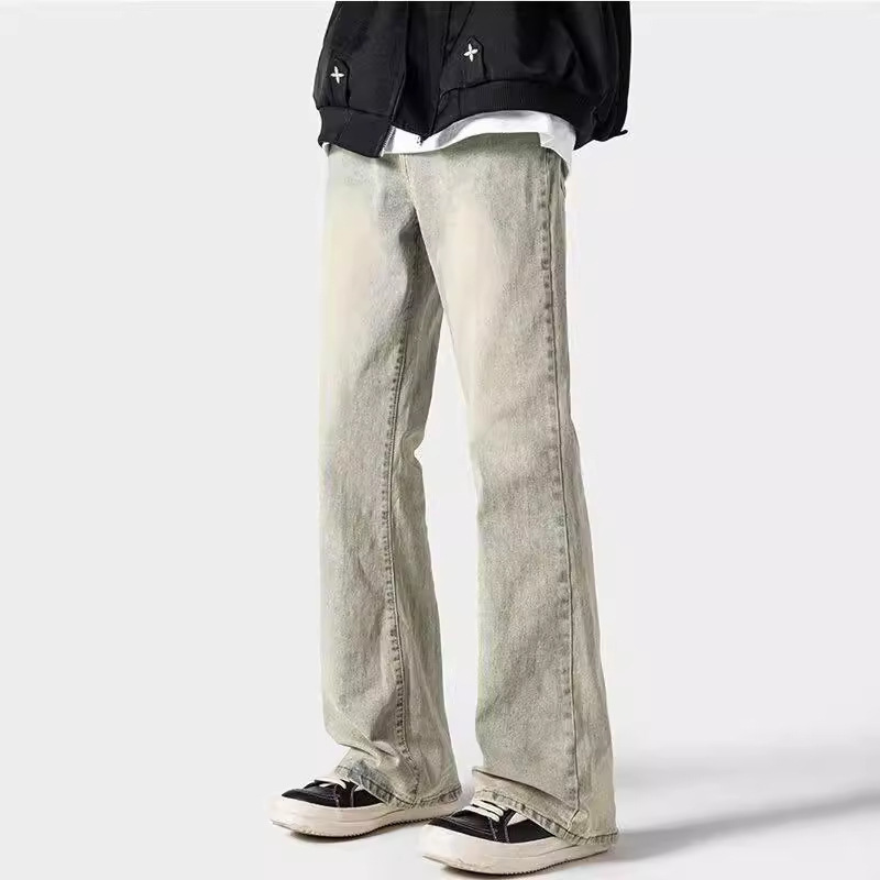 Autumn New Style Washed Jeans Men's High Street Retro American Style Slim Slim Look Straight Casual Long Pants