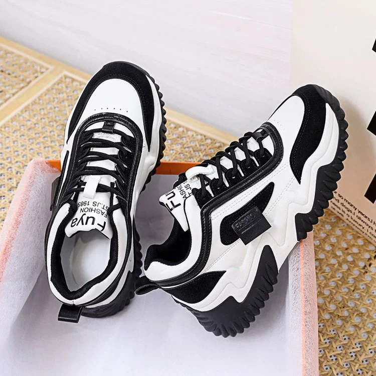 Кроссовки dad shoes (женские) корейский стиль 2025, контрастная шнуровка, ретро, осень–зима низкие