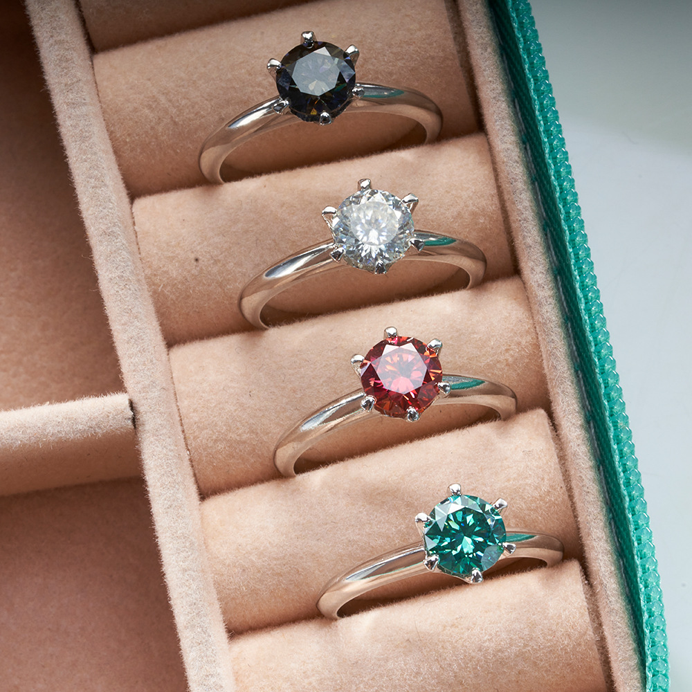 925 anillo de plata esterlina para mujeres de seis garras color D 1 quilate anillo de boda de piedra roja para enviar a su novia anillo de boda