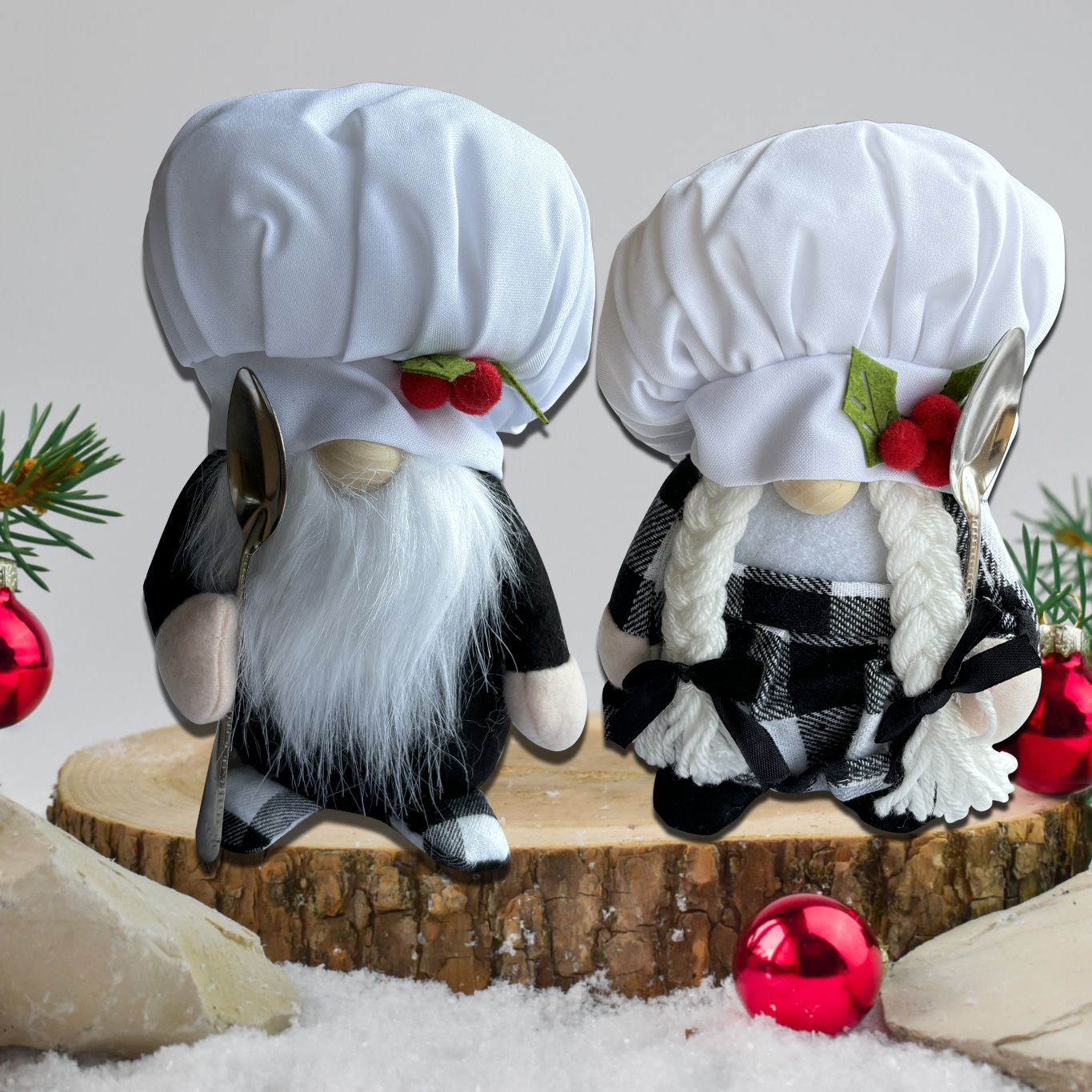 Día del chef transfronterizo enano muñeca cocina cocina cocina cuadrícula enano levantar cucharas muñeca sin cara adornos al por mayor