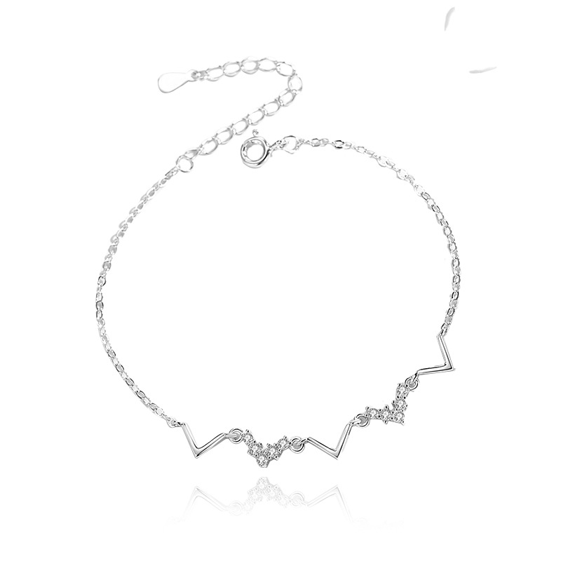 Plata esterlina 925 Heartbeat pulsera mujer estudiante simple nicho diseño en línea hongsen novias pulsera regalo para novia