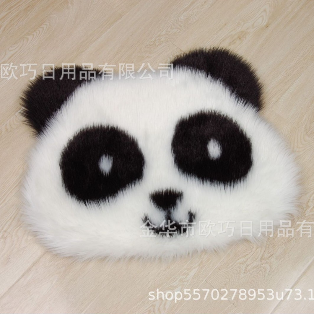 熊猫头地垫仿剑麻地毯家居地毯卧室床边毯可爱卡通地垫拼接