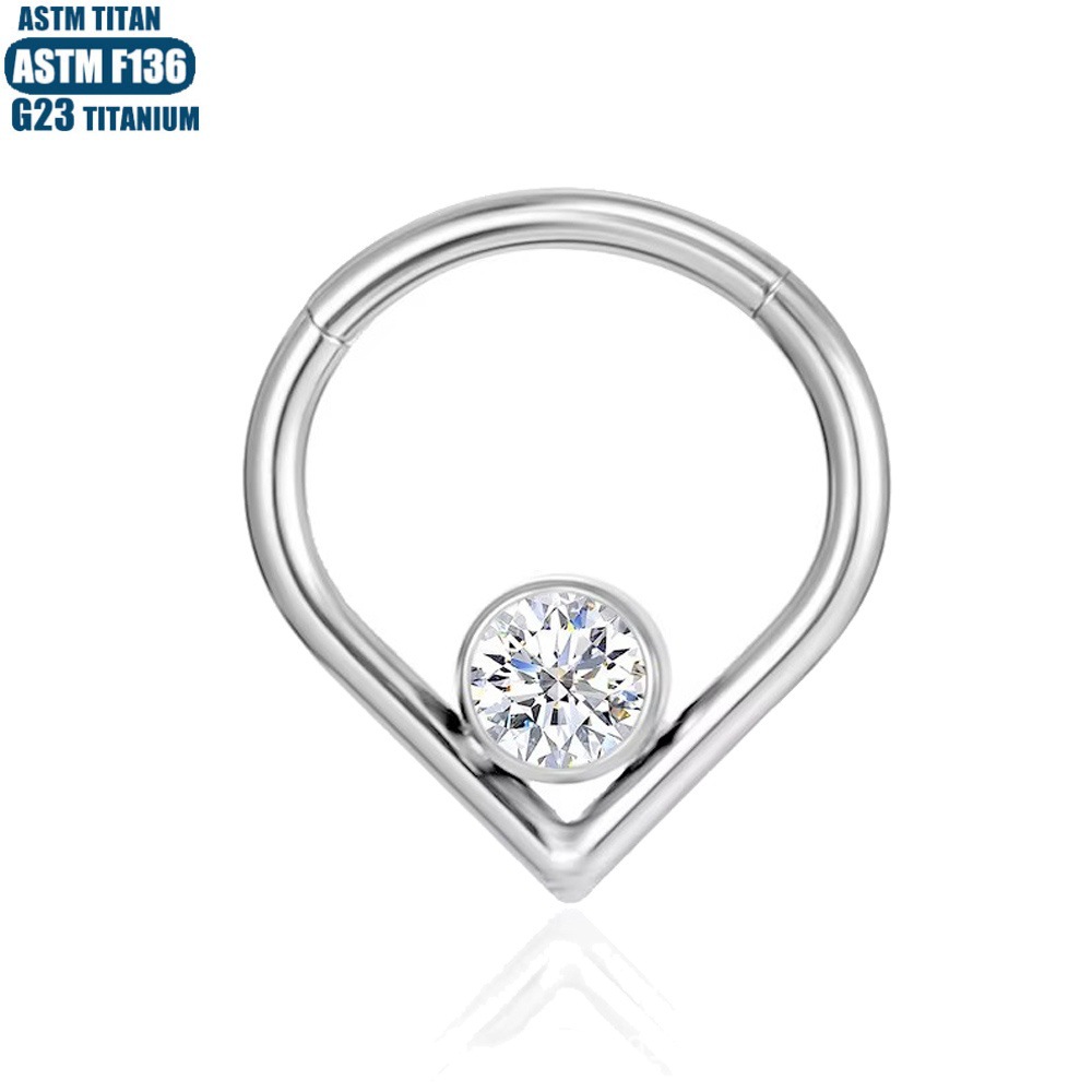 F136 Titanium Alloy Water Drop Earrings Nose Ring Diamond Nose Piercing Nasal Septum Ring Seamless Ring Piercing Jewelry Earrings detail image 14